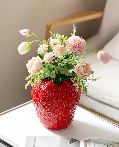 Sweet Strawberry Ceramic Vase – Charming Decorative Accent in Vibrant Colours