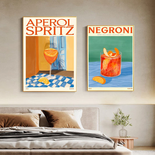 Retro Drinks Wall Art Sticker Posters – Whimsical Decor for Your Living Space