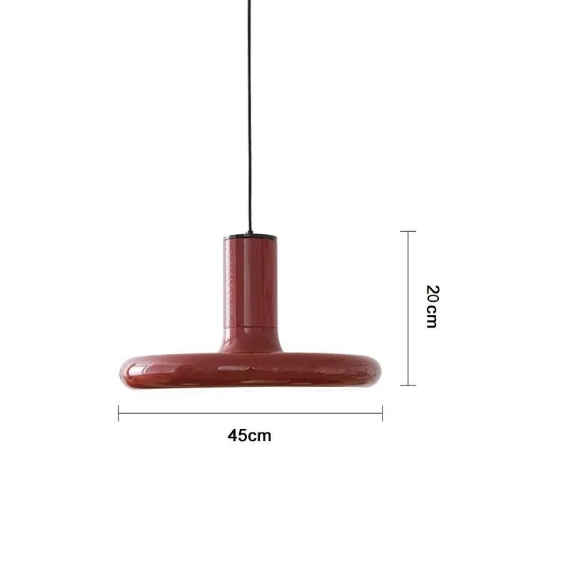 Retro Style Dark Red Saucer Pendant Light