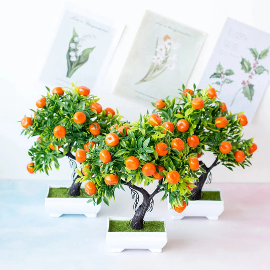 Small Artificial Potted Bonsai Fruit Tree – Quirky Faux Tree for Charming Home Decor