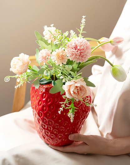 Sweet Strawberry Ceramic Vase – Charming Decorative Accent in Vibrant Colours