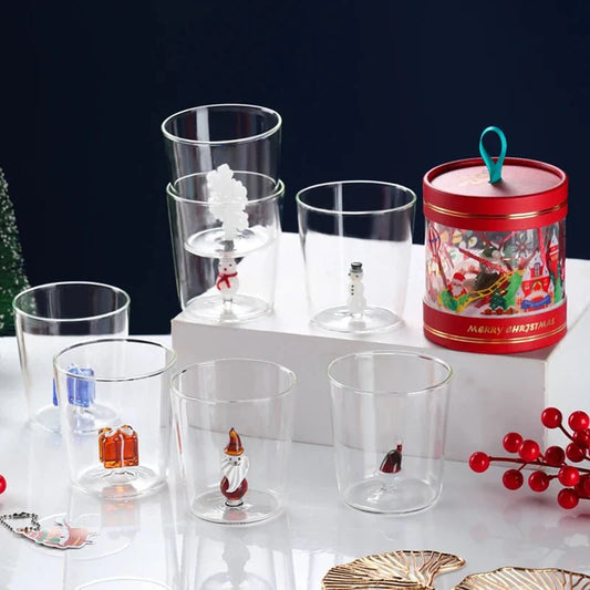 Transparent Christmas Glass Cup with Optional Gift Box – 300ml Festive Holiday Drinkware