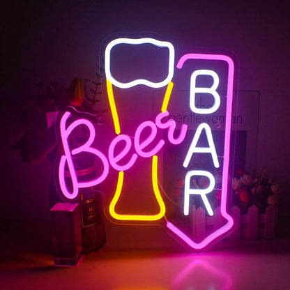 Vibrant LED Cocktails and Beer LED Neon Wall Sign