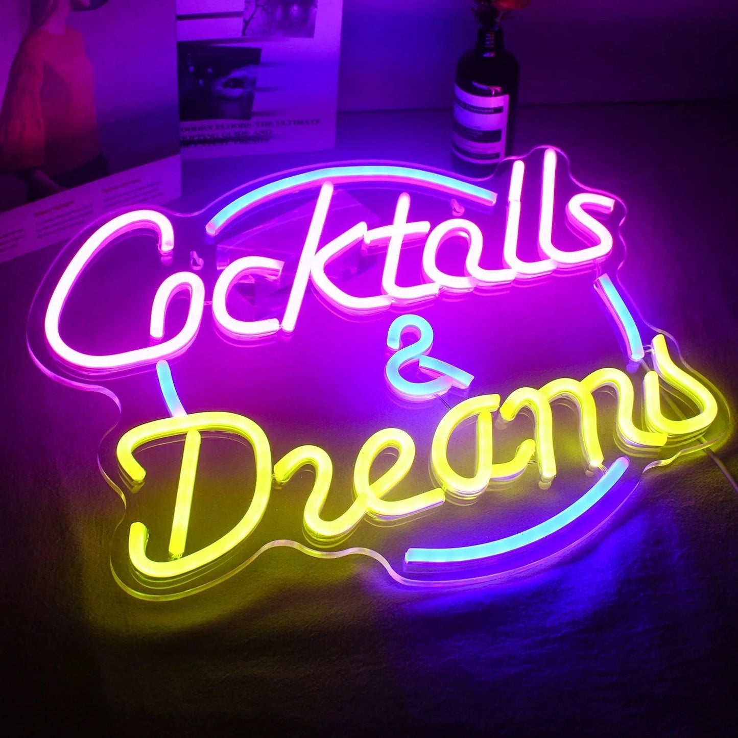 Vibrant LED Cocktails and Beer LED Neon Wall Sign