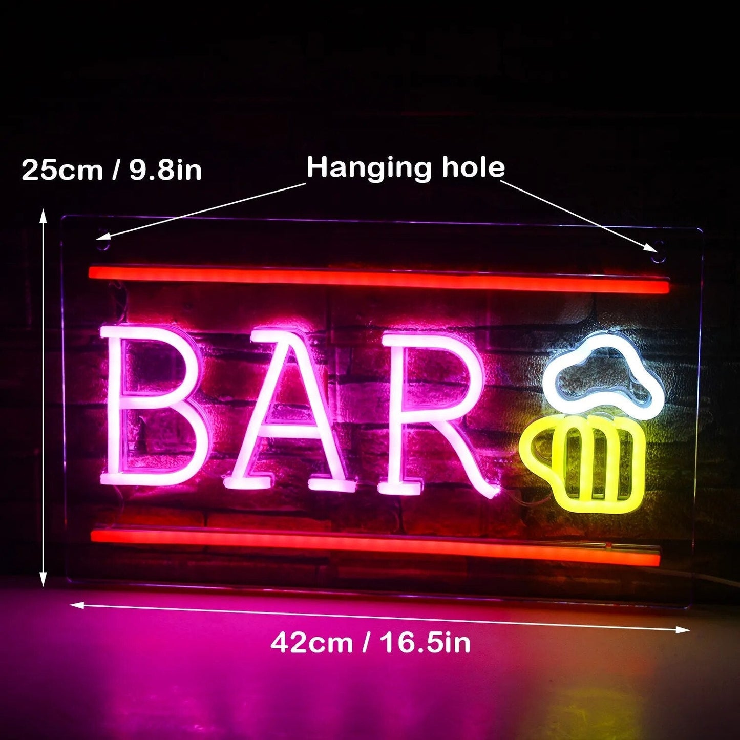 Vibrant LED Cocktails and Beer LED Neon Wall Sign