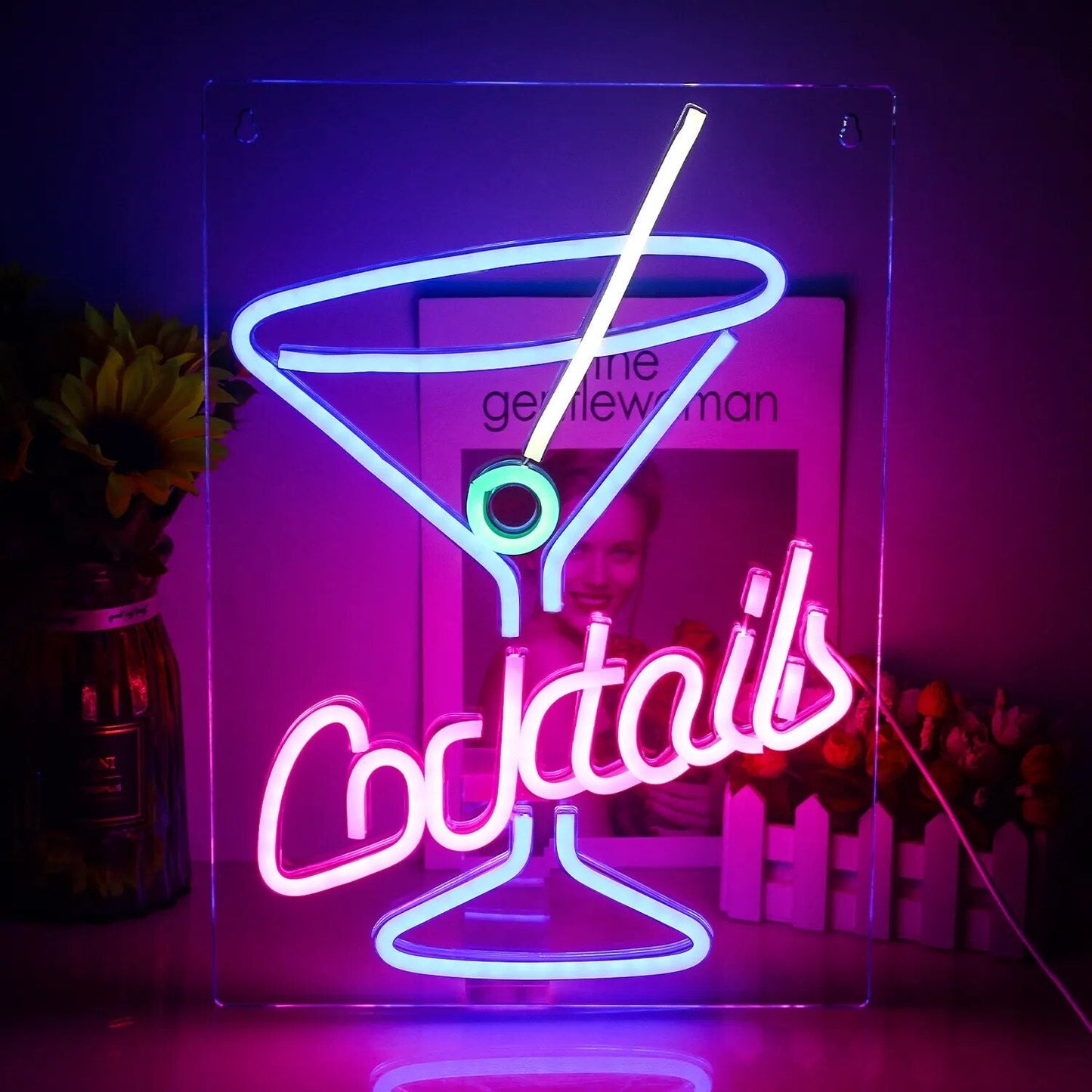 Vibrant LED Cocktails and Beer LED Neon Wall Sign