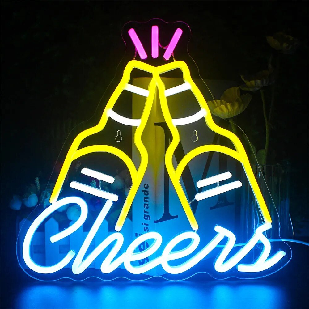 Vibrant LED Cocktails and Beer LED Neon Wall Sign