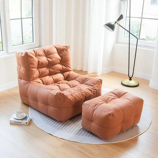 Waffle Fabric Lazy Sofa Bean Bag Chair