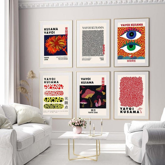 Yayoi Kusama Museum Abstract Art Poster – Vibrant Canvas Print for Stylish Decor