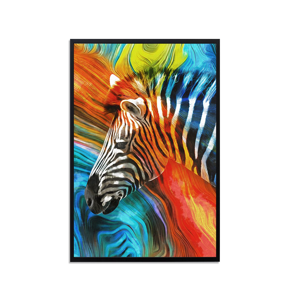 Multi-Coloured Zebra Abstract Art Stretched Canvas – Vibrant Wall Decor for Your Home